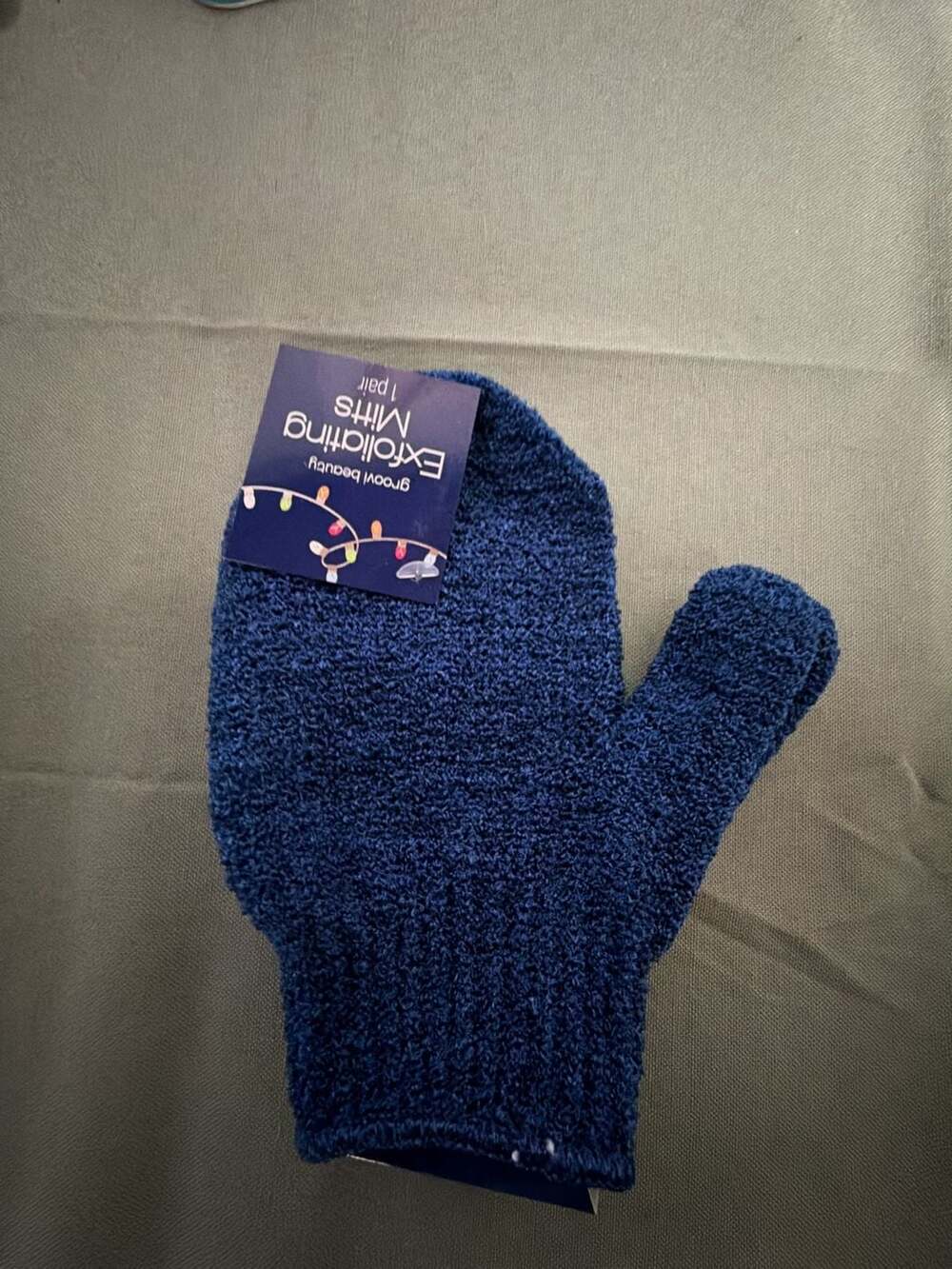 Groovi Beauty Exfoliating Mitts Blue Bath Body Scrub 1 Pair